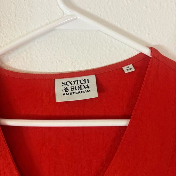Scotch & Soda Amsterdam Red Wrap Blouse M - Picture 2 of 6